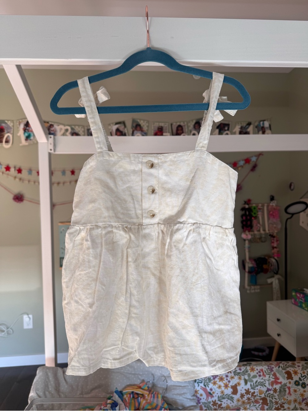 Rewash Cream Women’s Linen-Blend Skirted Top with Button Front